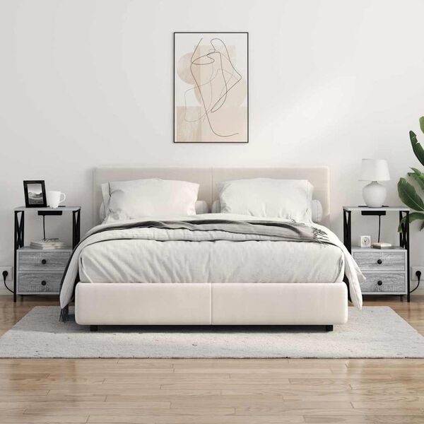 vidaXL Arm&aacute;rio de Cabeceira com gaveta Cinza Sonoma 40 x 31 x 60 cm