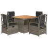 vidaXL 5 pcs conjunto de jantar p/ jardim c/ almofad&otilde;es vime PE cinza
