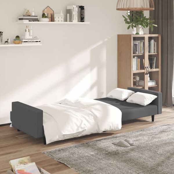 vidaXL Sof&aacute;-cama de 2 lugares veludo cinzento-escuro