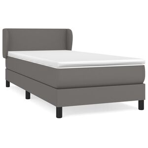 vidaXL Cama com molas/colch&atilde;o 90x190 cm couro artificial cinzento