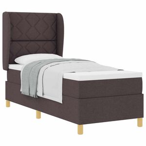 vidaXL Cama Box com almofada Manual Marrom Escuro 200 x 80 cm tecido