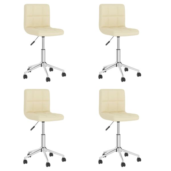 vidaXL Cadeiras de jantar girat&oacute;rias 4 pcs tecido cor creme