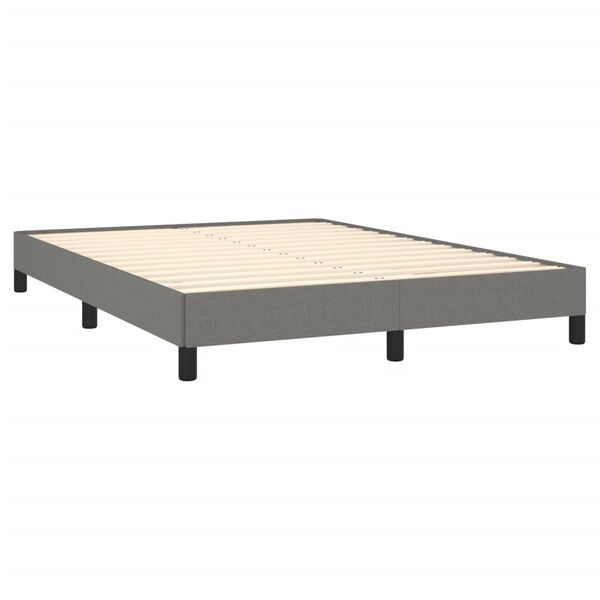 vidaXL Estrutura de cama sem colch&atilde;o 140x190 cm tecido cinzento-escuro