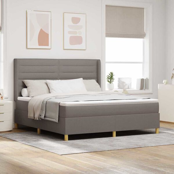 vidaXL Cama Box com colch&atilde;o Cinzento-acastanhado 180 x 200 cm tecido