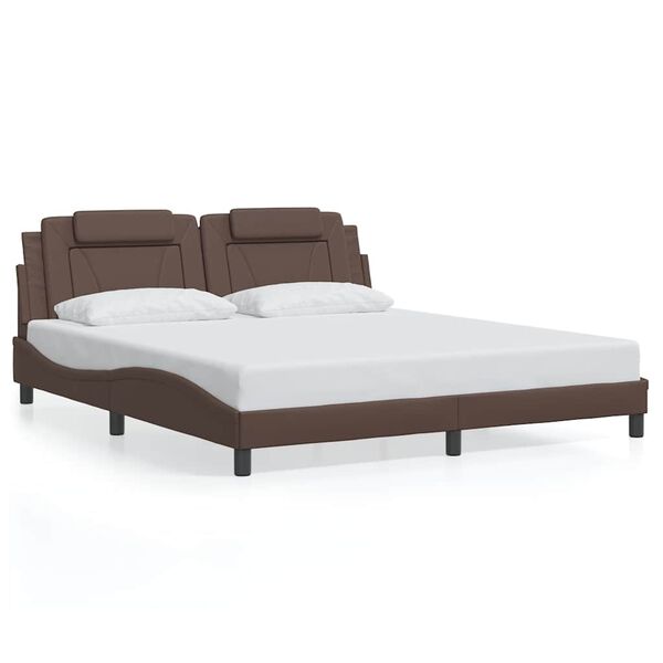 vidaXL Estrutura de cama Viana sem colch&atilde;o 180x200cm couro artificial castanho