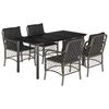 vidaXL 5 pcs conjunto de jantar p/ jardim c/ almofad&otilde;es vime PE cinza