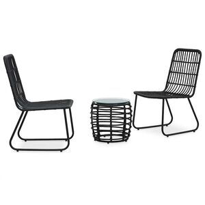 vidaXL 3 pcs conjunto bistr&ocirc; vime PE preto