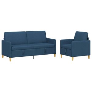 vidaXL Conjunto de Sof&aacute; com Armazenamento 2 unid. Azul Poli&eacute;ster