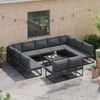vidaXL Conjunto de Sof&aacute; de Jardim com almofada 12 pcs Preto Alum&iacute;nio