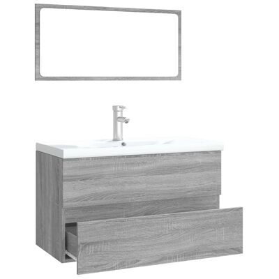 vidaXL Conjunto móveis casa de banho derivados de madeira sonoma cinza