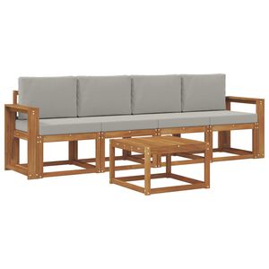 vidaXL Conjunto de Sof&aacute;s para Exterior 5 pcs Cinza Natural e Claro