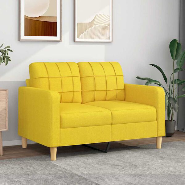 vidaXL Sof&aacute; de 2 lugares 120 cm tecido amarelo-claro