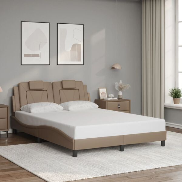 vidaXL Estrutura de cama Viana com LED sem colch&atilde;o 140x200cm cappuccino