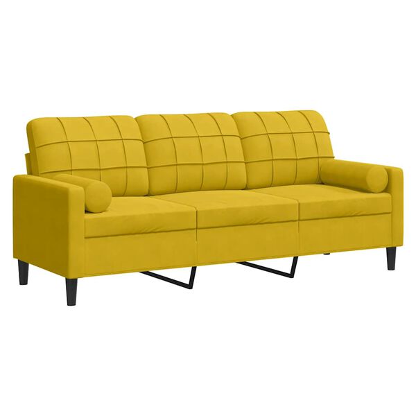 vidaXL Sof&aacute; 3 lugares c/ almofadas decorativas 180 cm veludo amarelo