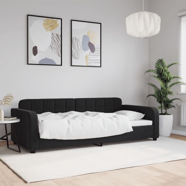 vidaXL Sof&aacute;-cama 90x190 cm veludo preto