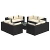 vidaXL 9 pcs conjunto lounge de jardim c/ almofad&otilde;es vime PE preto