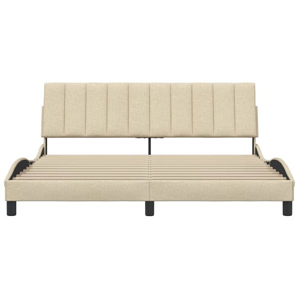 vidaXL Estrutura de cama sem colch&atilde;o Hanko 180x200 cm tecido cor creme
