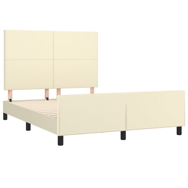 vidaXL Estrutura de cama c/ cabeceira couro artificial 140x190cm creme