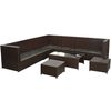 vidaXL 8 pcs conjunto lounge jardim c/ almofad&otilde;es vime PE castanho