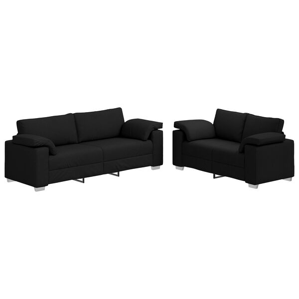 vidaXL Sof&aacute; 2 pcs Preto 219 x 80 x 82 cm tecido