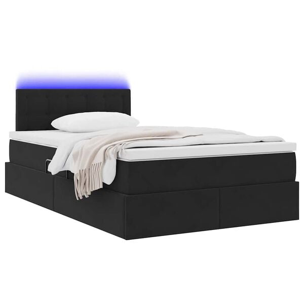 vidaXL Cama com arruma&ccedil;&atilde;o e LED com colch&atilde;o Preto 120 x 190 cm Veludo
