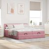 vidaXL Estrutura de cama otomana com colch&otilde;es 160x200 cm veludo rosa