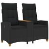 vidaXL Banco reclin&aacute;vel com mesa 2 -Seater 126 x 65 x 112 cm vime PE