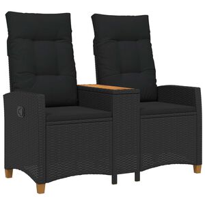 vidaXL Banco reclin&aacute;vel com mesa 2 -Seater 126 x 65 x 112 cm vime PE