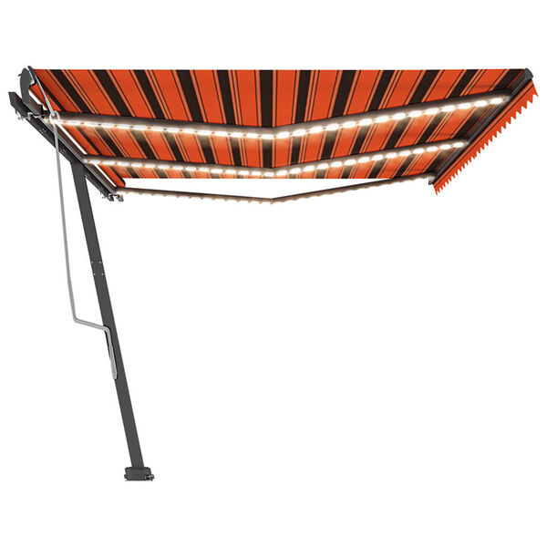 vidaXL Toldo retr&aacute;til manual com LED 600x350 cm laranja e castanho