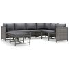vidaXL 8 pcs conjunto lounge de jardim c/ almofad&otilde;es vime PE cinzento