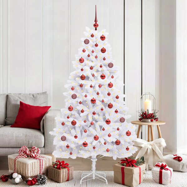 vidaXL &Aacute;rvore de Natal Articulada Artificial Branco 180 cm PVC e A&ccedil;o