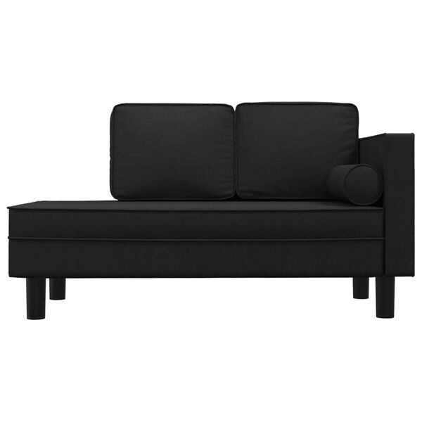 vidaXL Chaise longue com almofad&otilde;es e rolo tecido preto