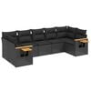 vidaXL 7 pcs conjunto de sof&aacute;s p/ jardim c/ almofad&otilde;es vime PE preto