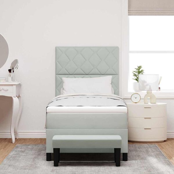 vidaXL Cama Box com colch&atilde;o Cinzento-claro 100 x 200 cm Veludo