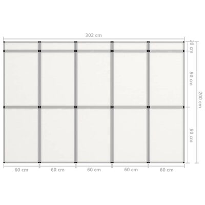 vidaXL Expositor com 15 painéis dobrável 302x200 cm branco