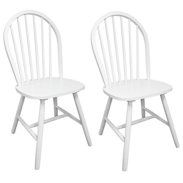vidaXL Cadeiras de jantar 2 pcs madeira de seringueira maciça branco