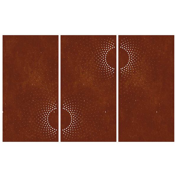 vidaXL Decora&ccedil;&atilde;o p/ muro de jardim 3pcs 105x55cm a&ccedil;o corten design sol