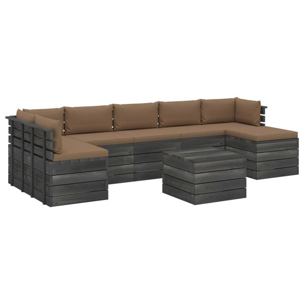 vidaXL 8 pcs conjunto lounge de paletes com almofad&otilde;es pinho maci&ccedil;o