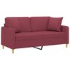 vidaXL Sof&aacute; 2 lug. + almofadas decorativas 140cm tecido vermelho tinto