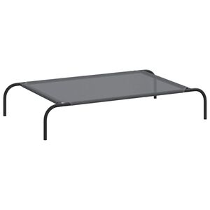vidaXL Cama para c&atilde;es elevada 110x65x20 cm Textilene e a&ccedil;o cinzento