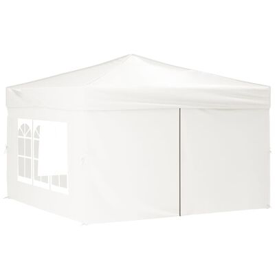 vidaXL Tenda para festas dobrável com paredes laterais 3x3 m branco