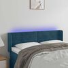 vidaXL Cabeceira cama c/ luzes LED veludo 147x16x78/88 cm azul-escuro