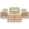 vidaXL 9 pcs conjunto lounge de jardim c/ almofad&otilde;es pinho maci&ccedil;o