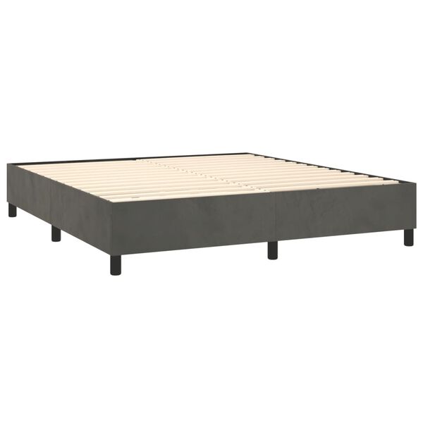 vidaXL Cama com molas/colch&atilde;o 180x200 cm veludo cinzento-escuro