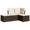vidaXL 4 pcs conjunto sof&aacute;s de jardim c/ almofad&otilde;es vime PE castanho