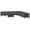 vidaXL 10 pcs conjunto lounge jardim c/ almofad&otilde;es pinho maci&ccedil;o preto