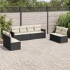 vidaXL 8 pcs conjunto sof&aacute;s de jardim com almofad&otilde;es vime PE preto