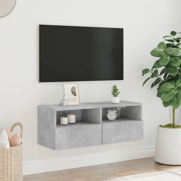 vidaXL M&oacute;vel parede p/ TV 80x30x30 cm derivados madeira cinza cimento