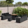 vidaXL Conjunto de Sof&aacute; de Jardim 9 pcs Preto Rattan Sint&eacute;tico