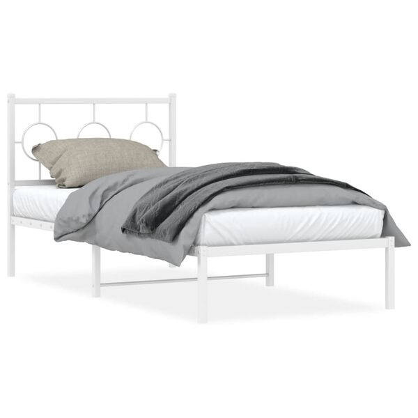 vidaXL Estrutura de cama com cabeceira 90x190 cm metal branco